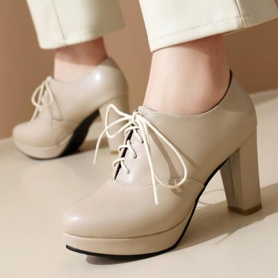 Escarpins à talons hauts pour femmes Chaussures mocassins Plateforme Mode Lacets Noir Blanc Rouge Talon Chaussures de fête Mariage Bureau Femme Grande taille 45