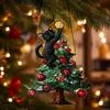 Easy To Install Hanging Chains Christmas Suncatcher, Stained Glass Style Window Ornament, Cute Cat Santa Decorative Sun Catcher Gift Claus Snowman