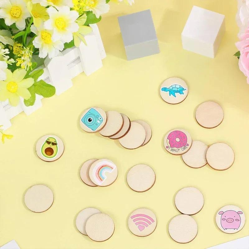 50pcs/lot 7-12cm Unfinished Wood Round Slices, Natural Blank Wooden Pieces for DIY Projects, Craft Creations, Art, Home Decor