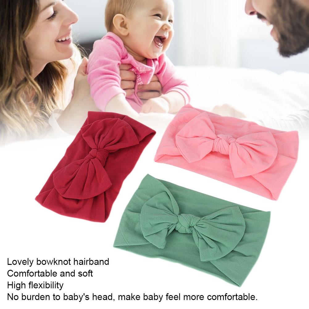 3Pcs Set Infant Newborn Cute Soft Hair Band Baby Nylon Headwear with Bowknot