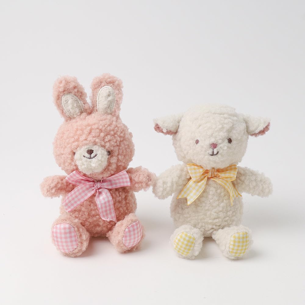 Rabbit Gingham Check Ribbon Plush Squeaky Dog Chew Toy Plush Squeaky for Small Dogs monchéri Monchéri Toy, (Pink/FREE), Toy, Toy,