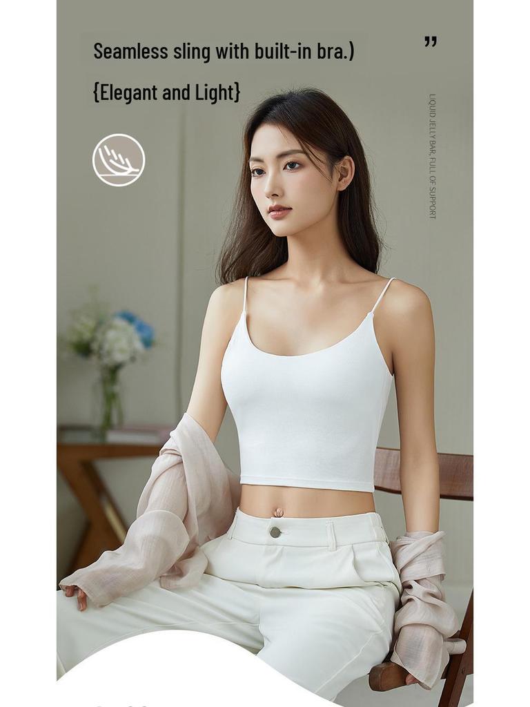 Letni jednoczęściowy biustonosz z tyłem w kształcie litery U: Cienki, Wygodny, Oddychający, z Wkładkami na Biust, Bezprzewodowy dla Kobiet