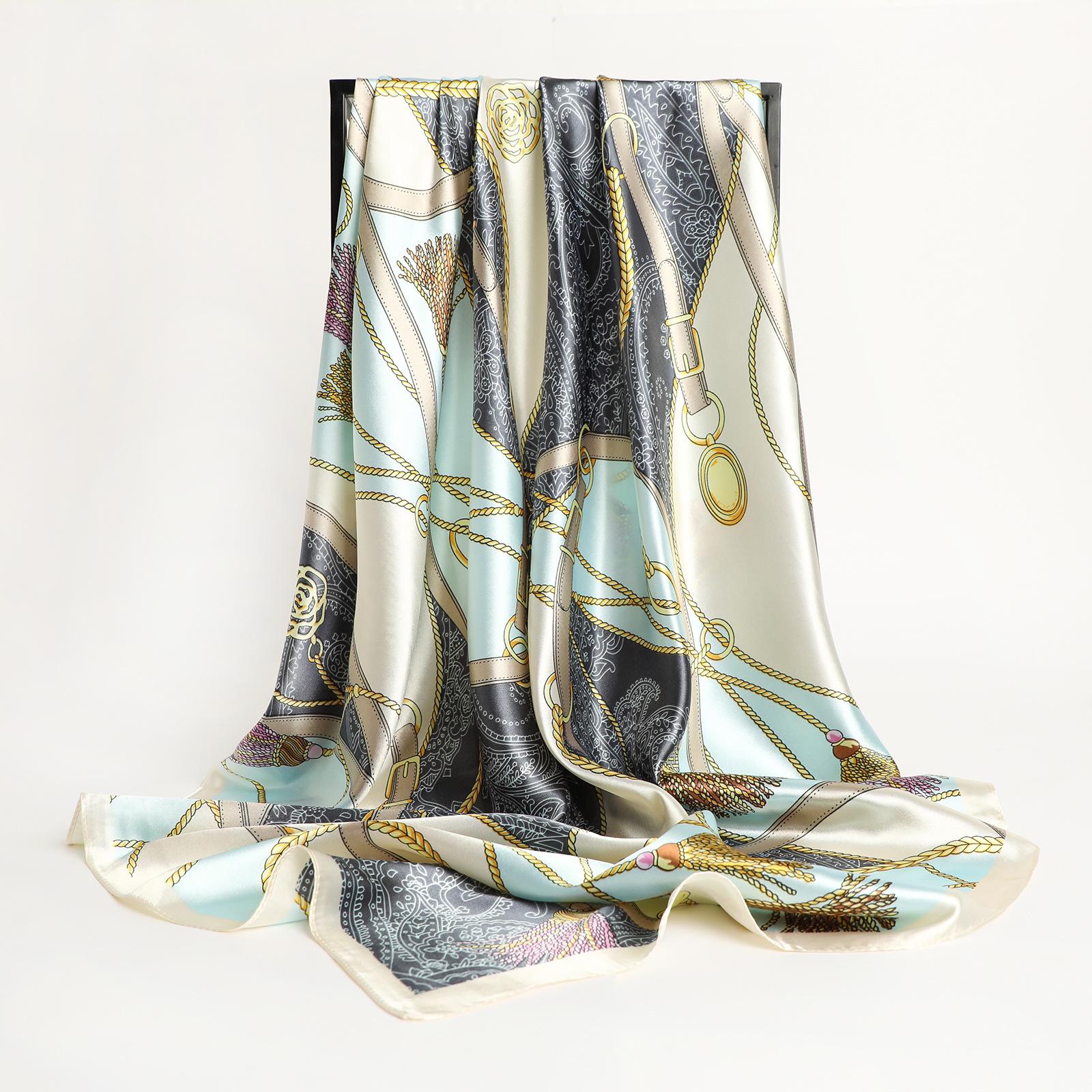 

Женский шелковый квадратный шарф, женская бандана, платок, атласный платок, женский большой хиджаб, шейный платок, шарфы, повязка на голову из пашмины One Size