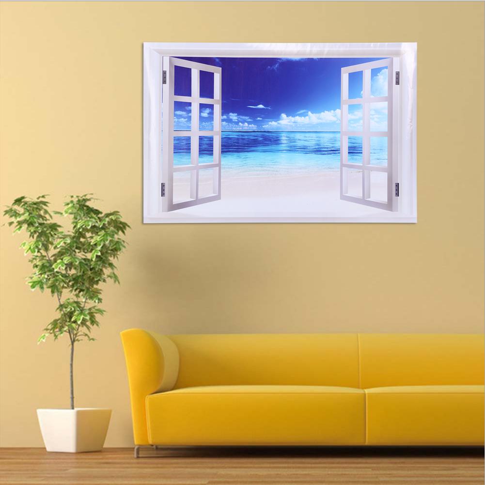 2 ks Modrá Mořská voda a Vzor okna Unikátní Samolepka na zeď Obtisk Dekorace pro Domácnost Dveře Okno