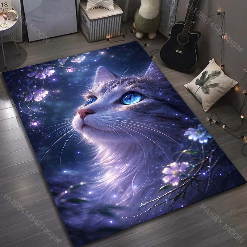 

Multiple sizes Cat stargazing at night Carpet for Living Room Bedroom Sofa Home Decor Rus Non-slip Floor Mat Luxury Gift 40cm x 60cm