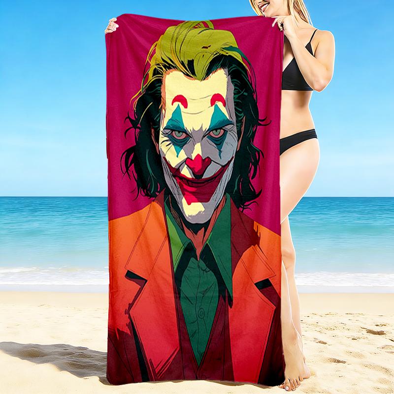 1Pc Joker'S Colorful Portrait Beach Towel, Quick Dry, Multi-Use for Beach Pool Gym Yoga Home Travel, Christmas, Halloween, Xmas Gift Em92924