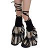 Women Ruffle Lace Leg Warmer Sweet Knee Highs Socks Mesh Flared Leg Socks Princess Leg Sleeves Halloween Costumes