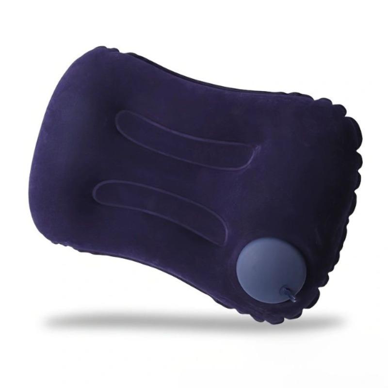 1PC Portable Inflatable Travel Neck Pillow, Waist Support, Foldable Travel Essential for Neck & Waist Comfort, Car Seat Headrest синий