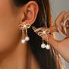 High-End Elegant Bow Pearl Stud Earrings