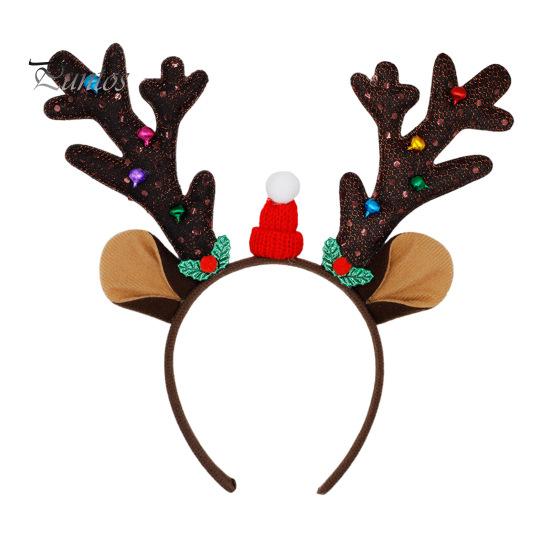 

Рождественский ободок с оленьими рогами для женщин, обруч для волос из оленьих рогов, праздничный костюм, уши, плюшевый материал, гибкий головной убор красный