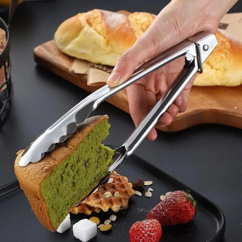 Kitchen Food Stainless Steel Tong Tool Heat Bread Salad BBQ Cooking Serving Utensil Bead Clip Clamp Meat Barbecue Tools Buffet