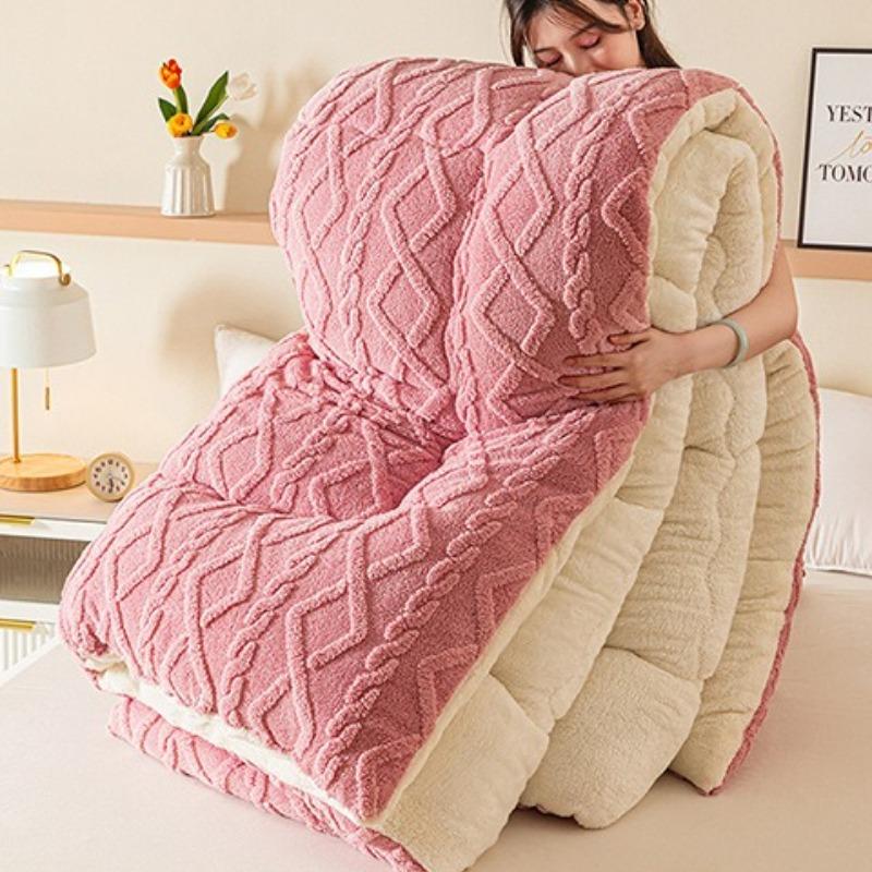 Double Sided AB Version Core Super Thick Winter Warm Blanket for Bed Artificial Lamb Cashmere Weighted Blanket Soft Comfortable Warmth Quilt Comforter