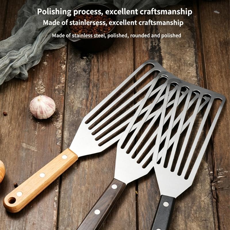 Stainless Steel Fish Spatula With Handle For Grilling Flipping Steak And Fish Perfect For Kitchen And Outdoor Cooking