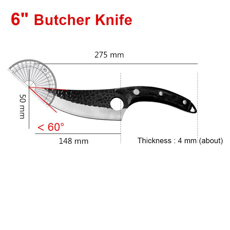 Butcher Boning Knives Cleaver Meat Chopping Vegetables Kitchen Knives Hand Forger Blade Chef Knife Stainless Steel Slicing Knife