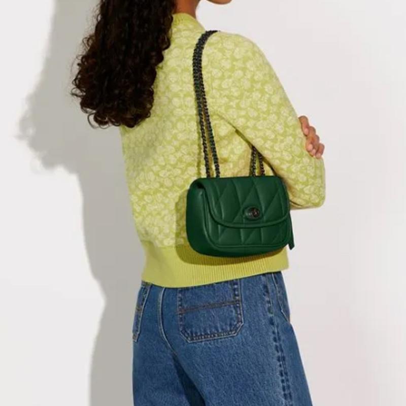 New COACH Pillow Sheepskin Crossbody Bag, Shoulder Bag Women's Dark Green CA086-V5CZS