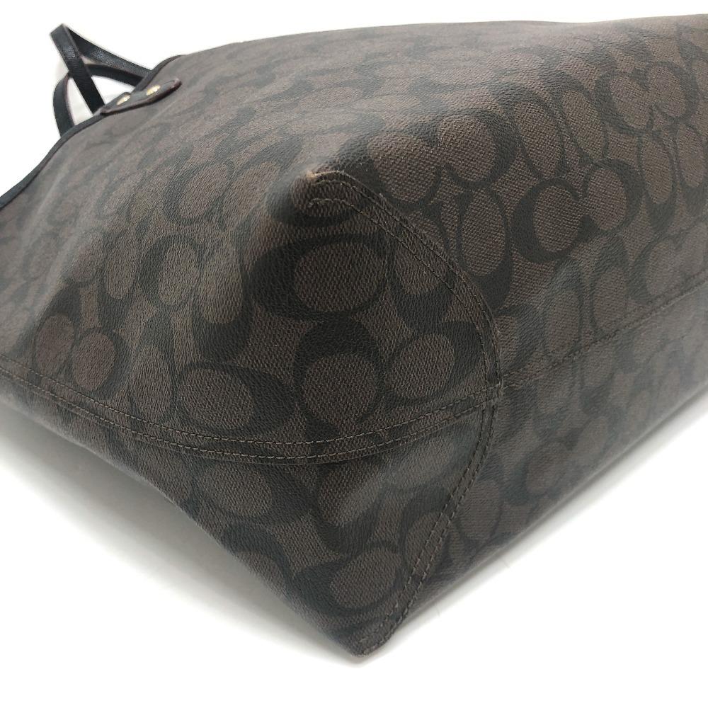 COACH Signature Bag Hand Bag Shoulder Tote Bag PVC Brown