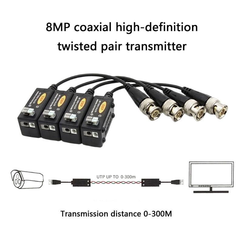 High Clear Security Camera Converters Video Balun With BNC Interfaces Using Cat5e Cat6 Cable For 300M Signal Extension