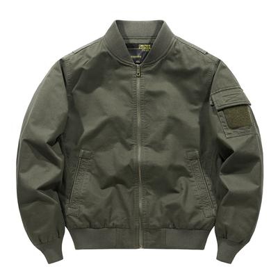 Reine Baumwolle Bomberjacke Herren Frühling und Herbst Locker Große Größe Herren Baseball Uniform Werkzeugjacke Dünn