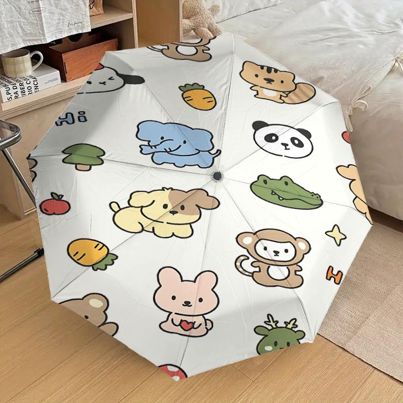 1PC Animal Cartoon Umbrella-8-Rib Reinforced Portable Folding Travel Suitable for All Seasons Outdoor Daily Use-G342