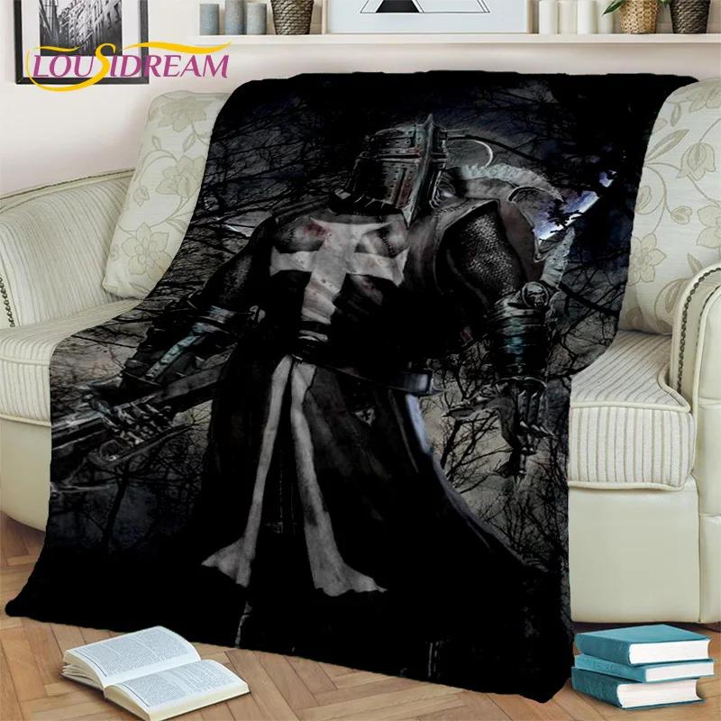 Cartoon Templar Cavalier Knight Crusaders Blanket,Soft Throw Blanket for Home Bedroom Bed Sofa Picnic Travel Office Blanket Kids