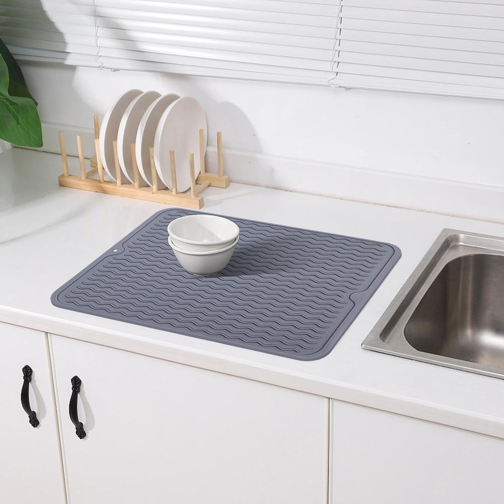 40 X 30 Cm Silicone Dish Drying Mat Heat Resistant Dish Draining Mat Rectangle Drip Mat for Dishes for Kitchen Counter