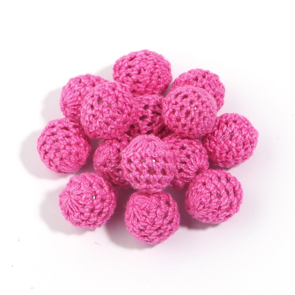 10pcs 14/20mm Acrylic Crochet Beads Colorful Round Knitting Wool Ball Beads For Jewelry Making DIY Necklace Bracelets KeyChain