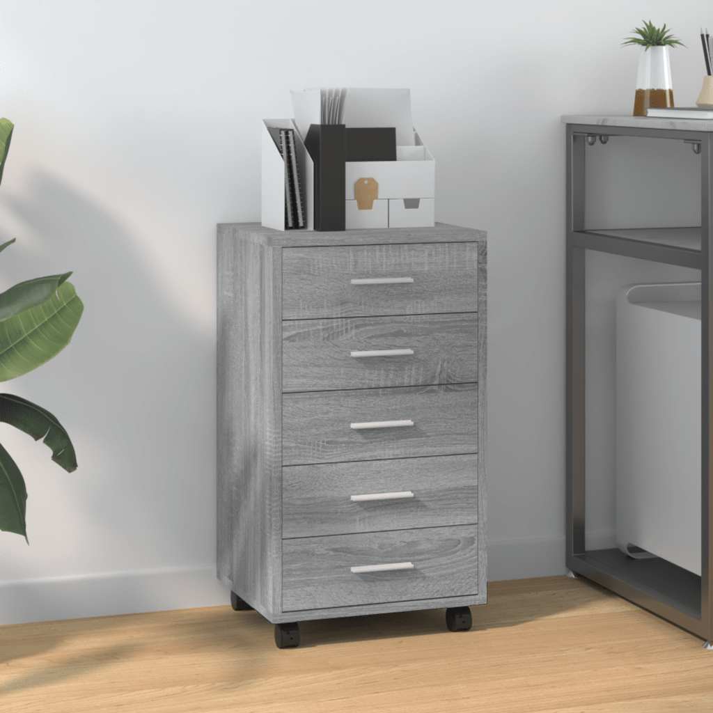 Drawer Cabinet with Casters Gray Sonoma Wood Based Material