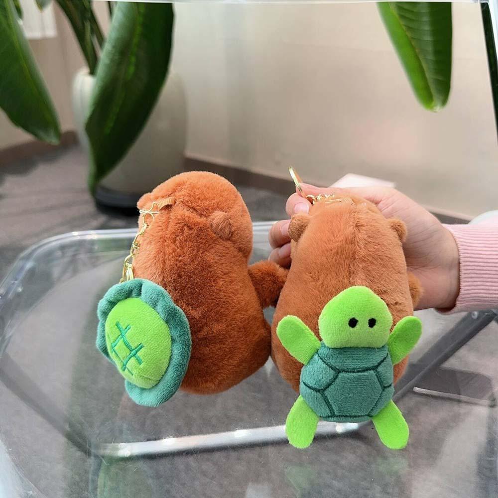 Pulling Rope Doll Capybara Key Ring Cartoon Creative Doll Keychain Plush Animal Pendant  Women