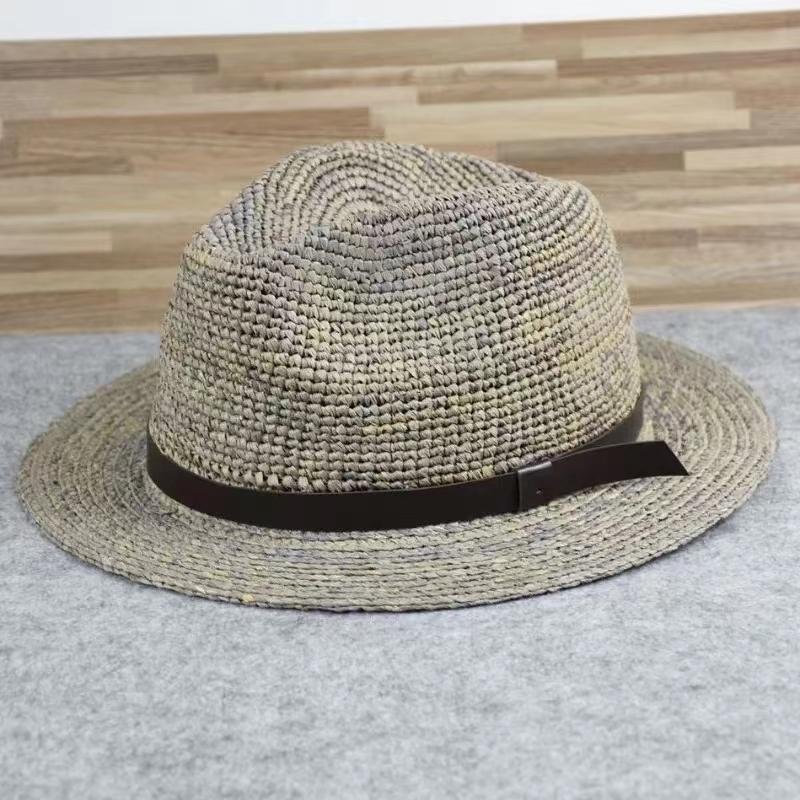 

Men Big Size 63cm Raffia Straw Hat Large Headcircumference Summer Sunscreen Sun Hats Outdoor Vacation Sunshade Beach Hat Panama 57cm сірий