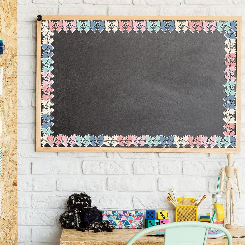 10m Colorful Bows Bulletin Board Border Decorative Classroom Border Adhesive Bulletin Board Trim Sticker for School