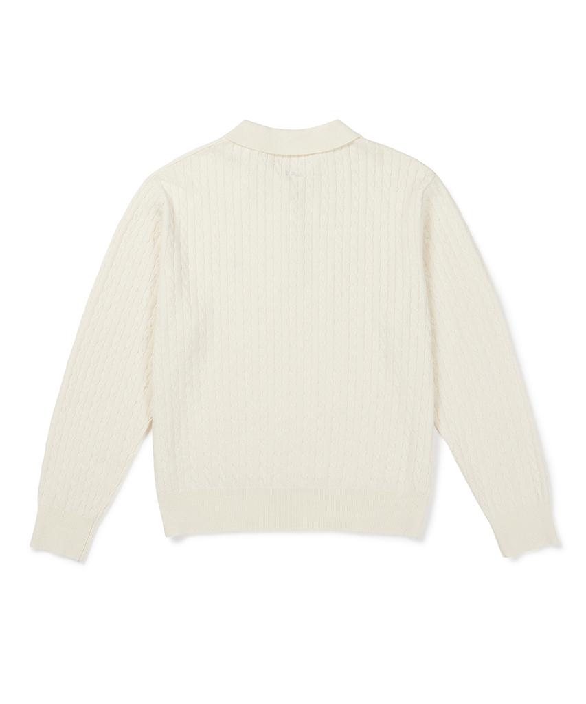 CLOVE [26Fw CLOVE] Cable Collared Knit Pullover (Ivory)