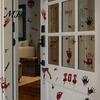 Temporary Party Wall Murals Halloween Horror Stickers, with Spooky Handprints Footprints Printed, Indoor Outdoor Decorations Self-adhesive Decals, for