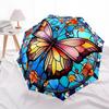 1pc Butterfly StainedGlass Automatic Folding Umbrella   Compact 8 Rib Design, Durable Iron Frame for Travel, Outdoor,  a0920090