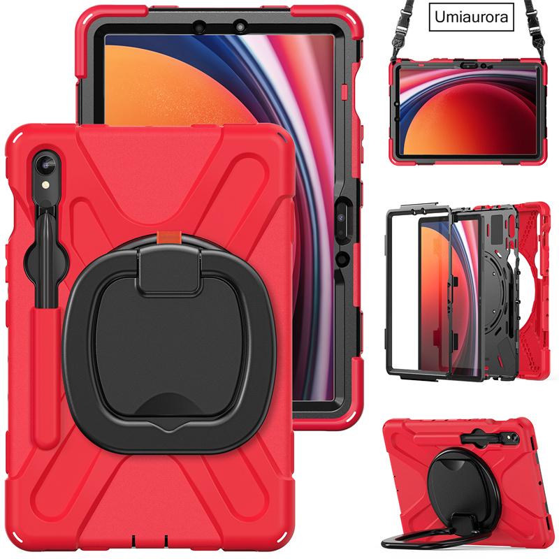 For Samsung Tab S10 FE 10.9 S7 S8 Plus S9 Ultra SM-X920 X820 X520 Heavy Duty Rugged Tablet Case Pull Ring Stand Shockproof Funda