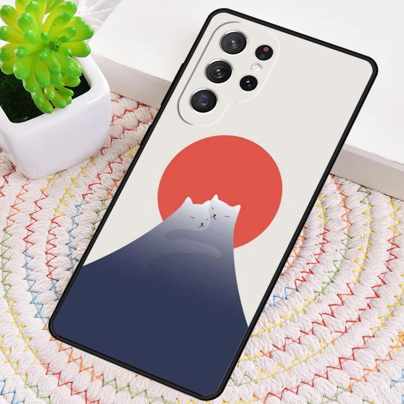 Cat Mount Fuji Japan Landscape Phone Case for Samsung Galaxy Note 10 Pro S26 Ultra S23 S24 FE S25 S21 S22 PLUS Shockproof Cove