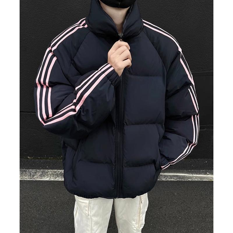 New Splicing Striped Down Cotton Clothes Women's Winter Coat Korean Version Loose Thickened Bread Clothes