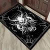 Skull Demon Rug - Gothic Style Black and White Carpet for Bedroom, Unique Horror Art Design, Halloween Decoration
