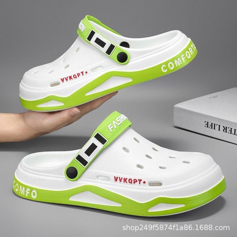 Thick-soled Hole Shoes Men's Summer Wear Fashionable Breathable Beach Shoes Driving Bag Head Casual Shoes Sports Cool Slippers