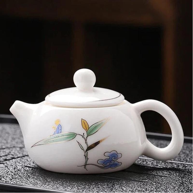 160ML Elegant Jade-White Ceramic Xishi Teapot – Classic Chinese Teaware for Home Brewing & Daily Tea Rituals