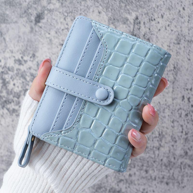 Portafoglio da Donna Stile Coreano 2023 con Motivo Pietra e Coccodrillo, Fibbia, Zip, Scomparti Multipli per Carte e Portamonete