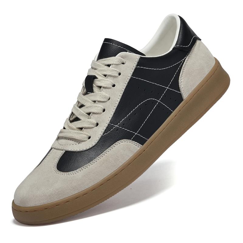 Fashion Men's Casual Shoes Suede Patchwork Leather Sports Shoes Breathable Round-toed Lace-up Lightweight  and Comfortable Walking Shoes