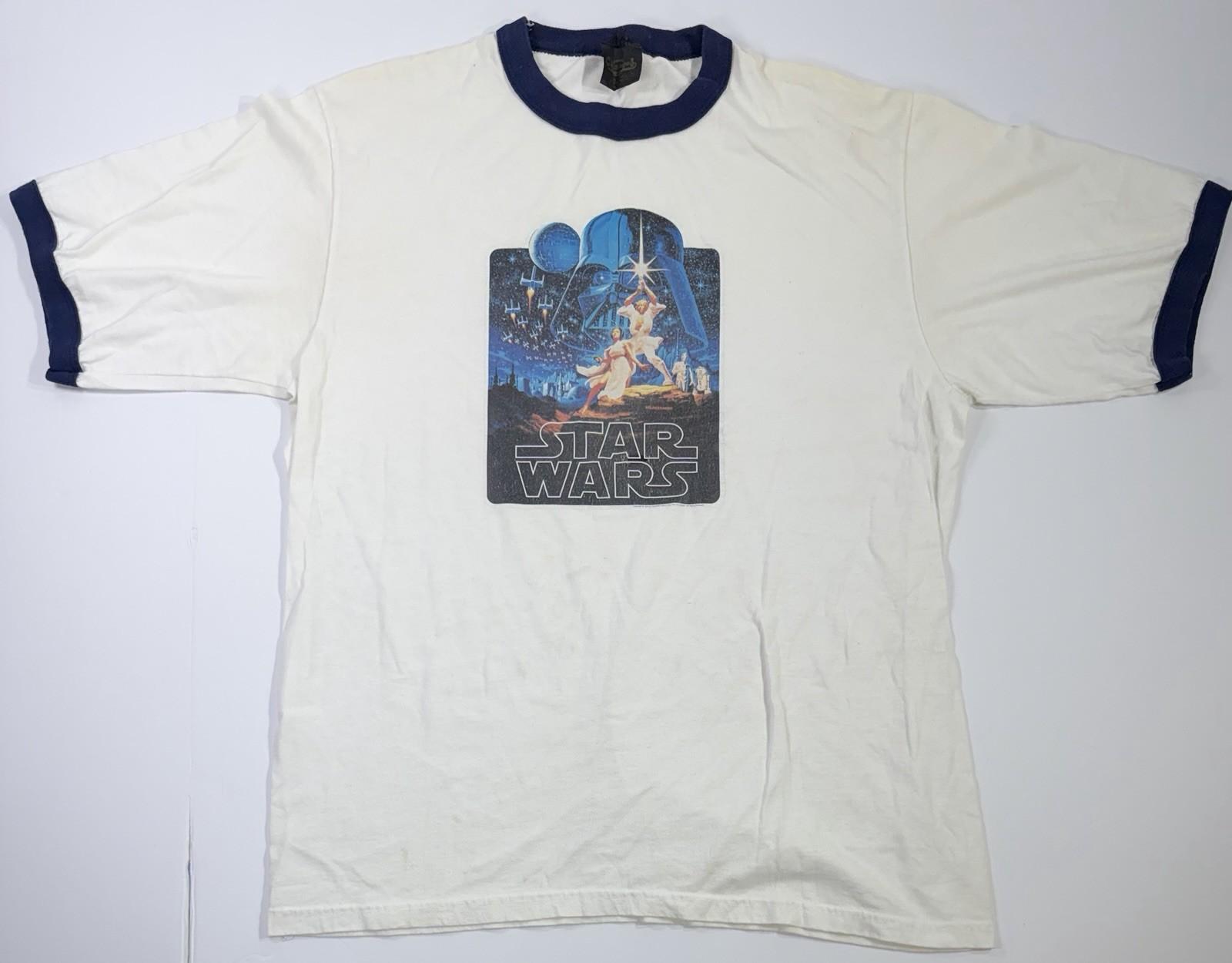 Vintage 70s Star Wars Ringer T Shirt XL 1977 Movie Promo Graphic Tee Unisex T-Shirt S