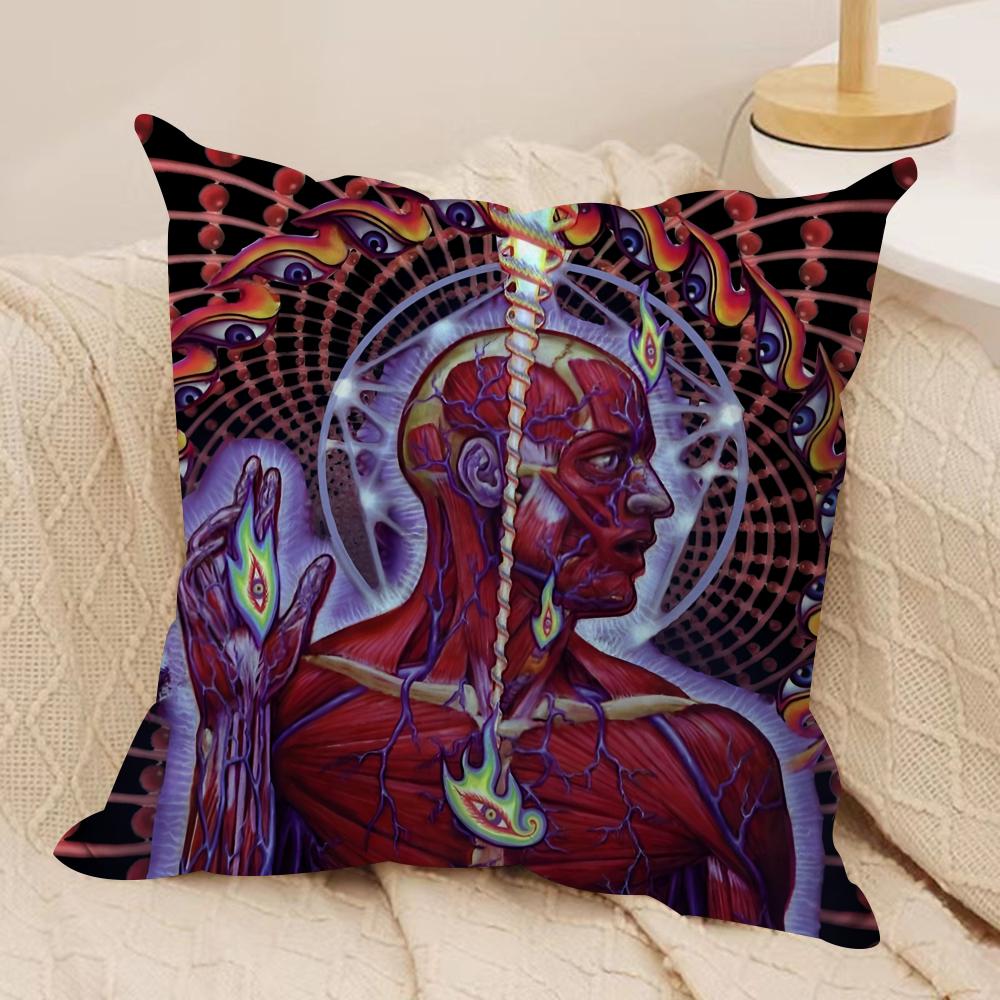 T-Tool Band Rock Cushion Cover Silky Short Plush Sofa Pillow Cover Hidden Zipper Soft Dustproof Case for Home Decor