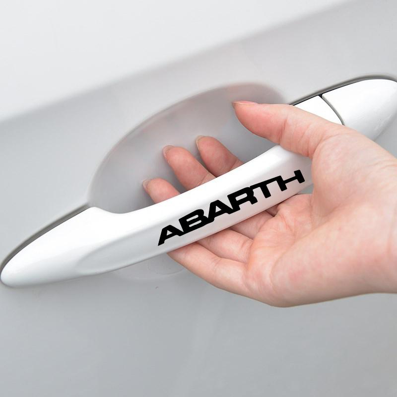 HIUWL1 4P/Set Car Door Sticker Scratches Resistant Cover Auto Handle Stickers Emblem For Abbas Abarth Punto 124/125/500 Stilo Ducato