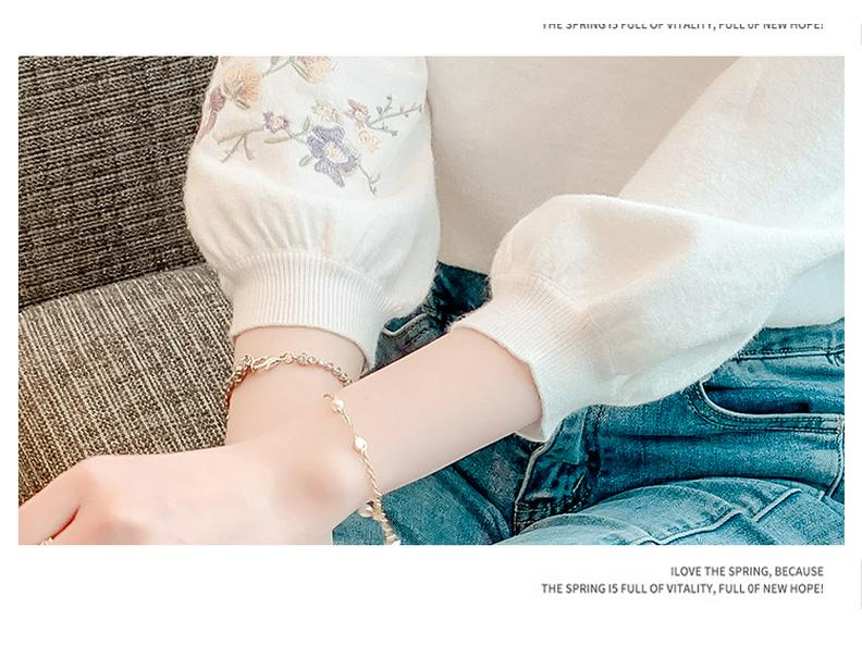 Hollow Knitwear Floral Slimming Pullover for Women - Autumn 2025