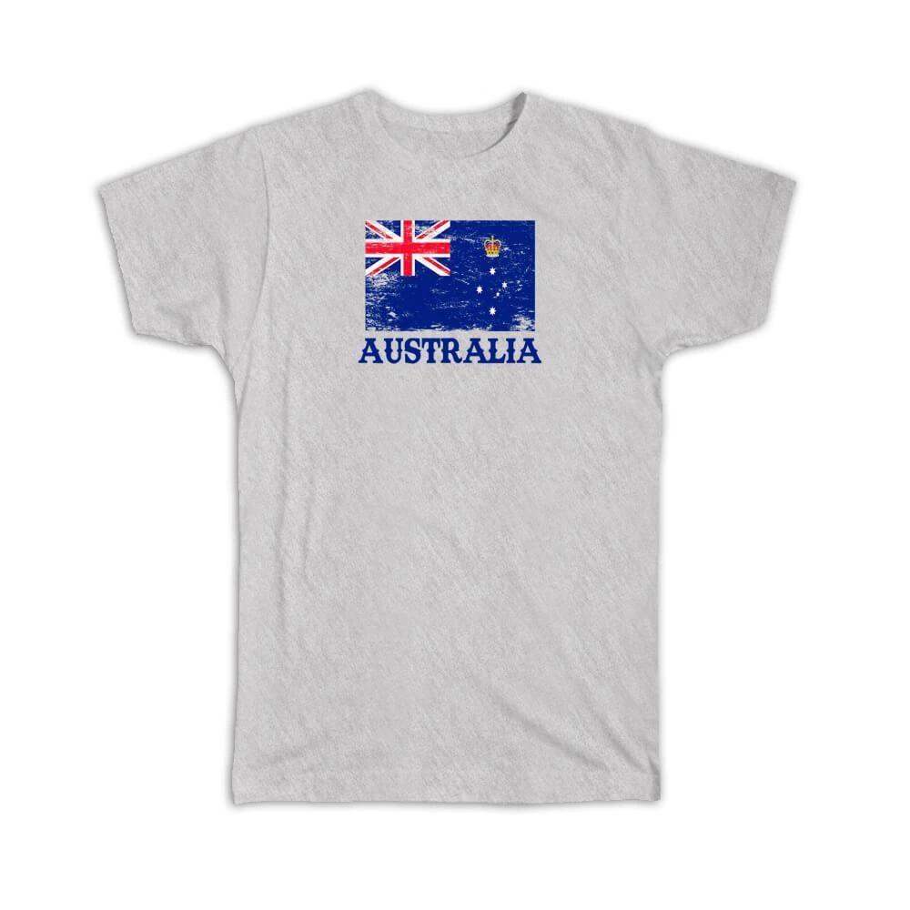 Gift T-Shirt : Australia Victoria Distressed Flag Patriotic Australian Expat XL
