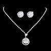 Minimalist Sparkling Zirconia Bridal Jewelry Set: Necklace, Earrings, Bracelet