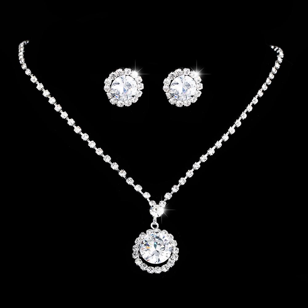 

Минималистичный сверкающий циркониевый свадебный ювелирный набор: Ожерелье, Серьги, Браслет