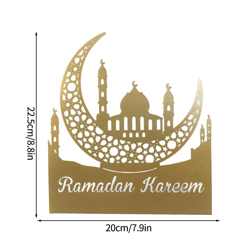 Acrylic Ramadan Ornament Eid Mubarak Moon Star Castle Shape Crafts Islamic Muslim Diy Decoration Supplies Party Gift