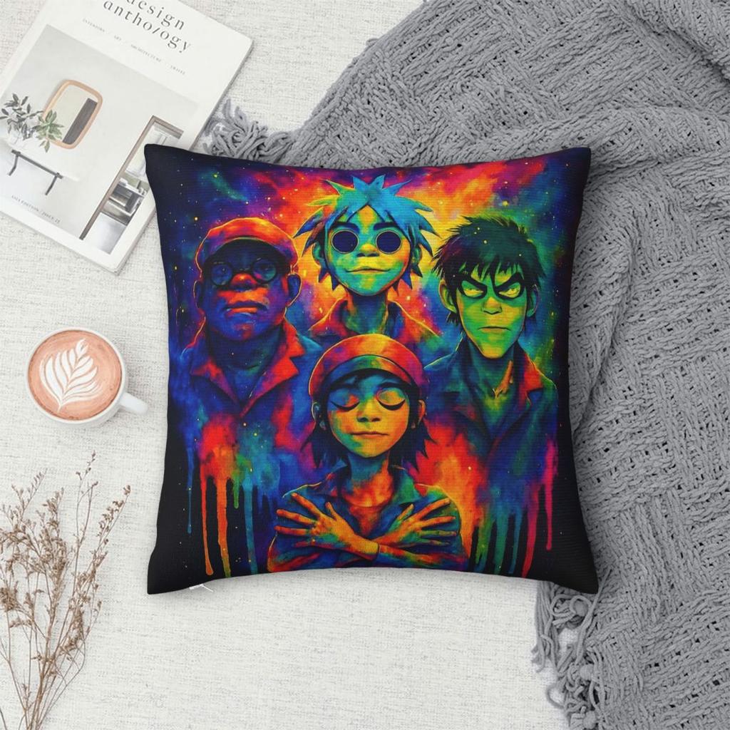 Gorillaz Nebula Drip Square Pillowcase Polyester Linen Velvet Pattern Zip Decorative Throw Pillow Case Car Cushion Cover